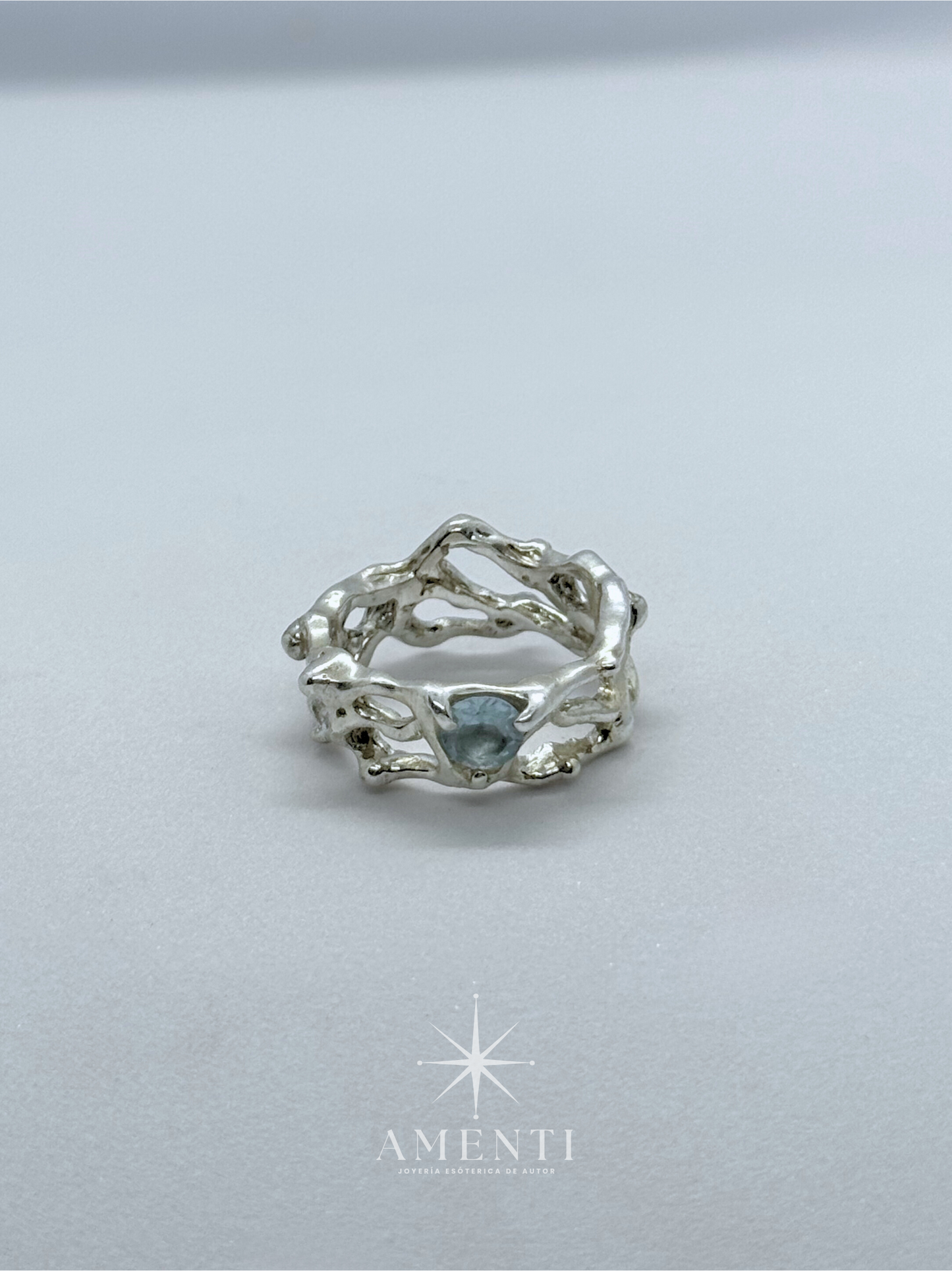 Anillo natal de Piscis- Aguamarina