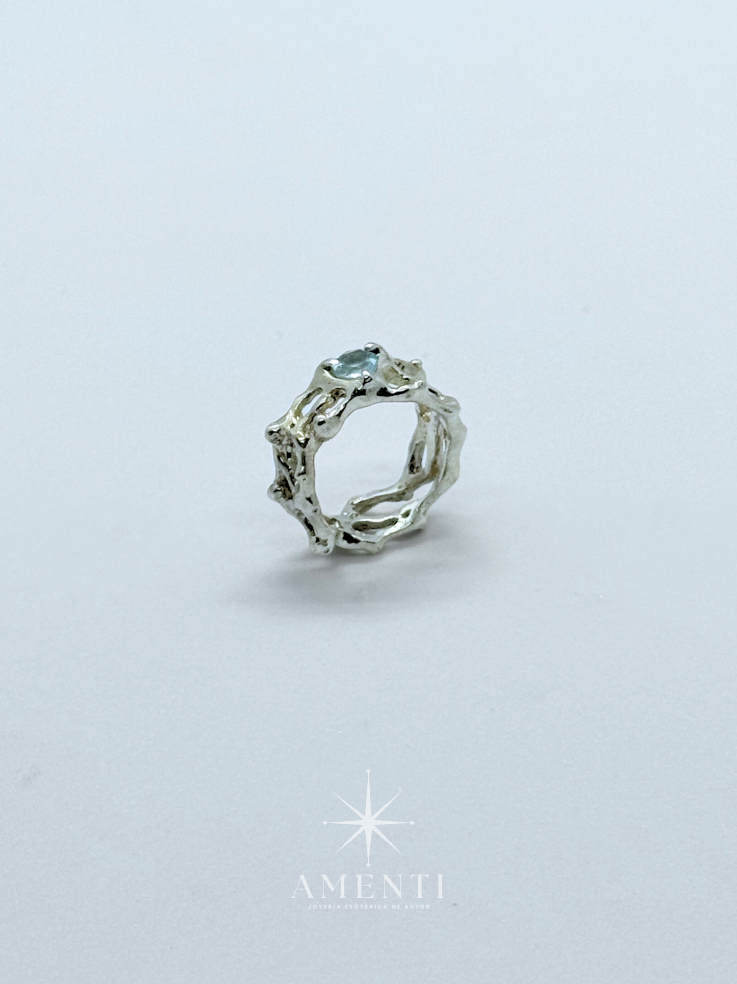 Anillo natal de Piscis- Aguamarina