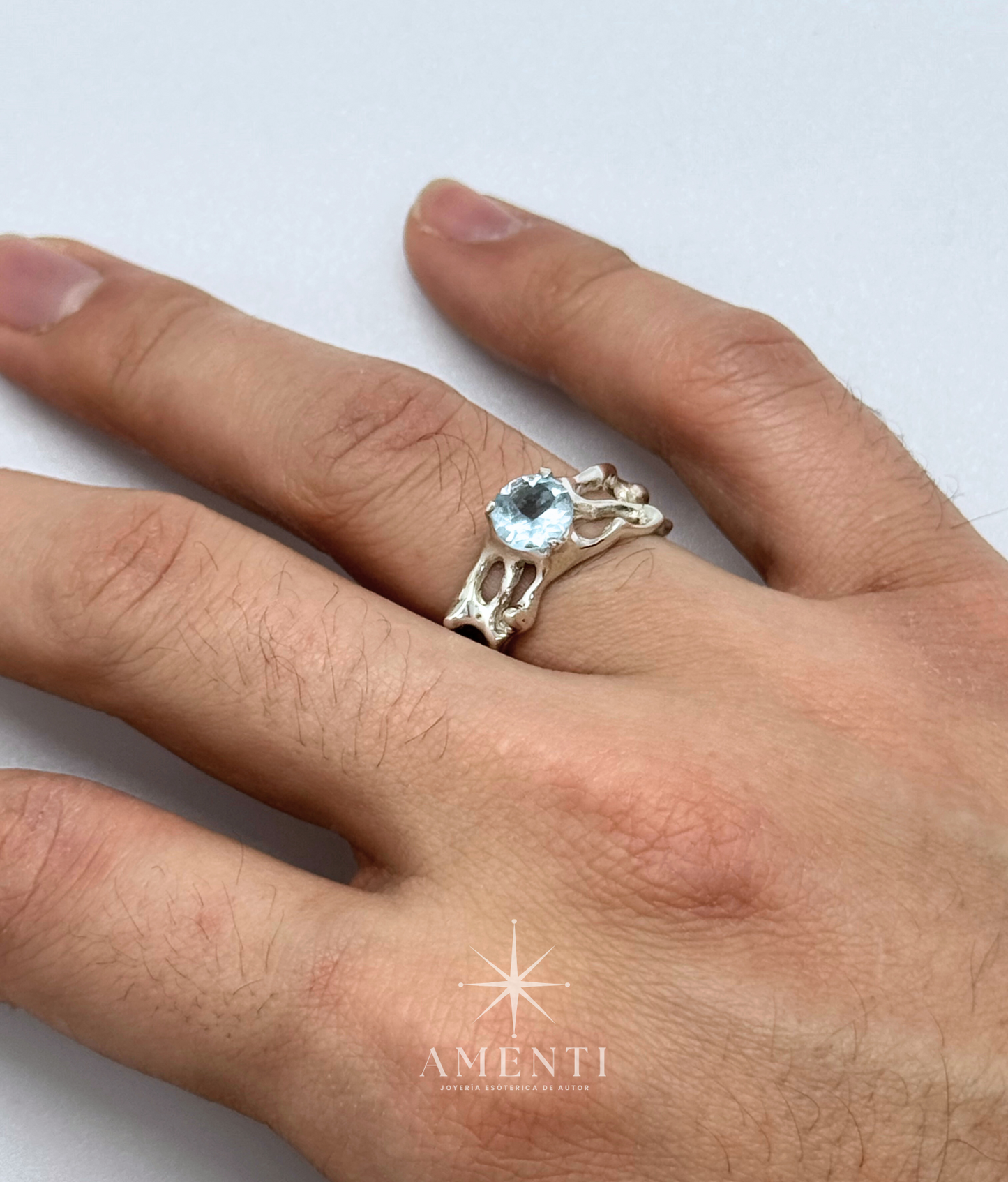 Anillo natal de Piscis- Aguamarina