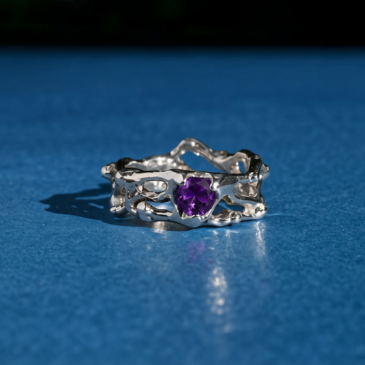 Anillo natal de Acuario- Amatista