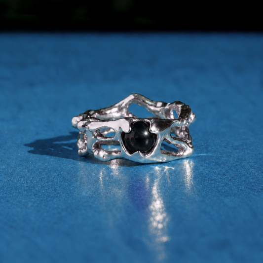 Anillo natal de Escorpio- Obsidiana