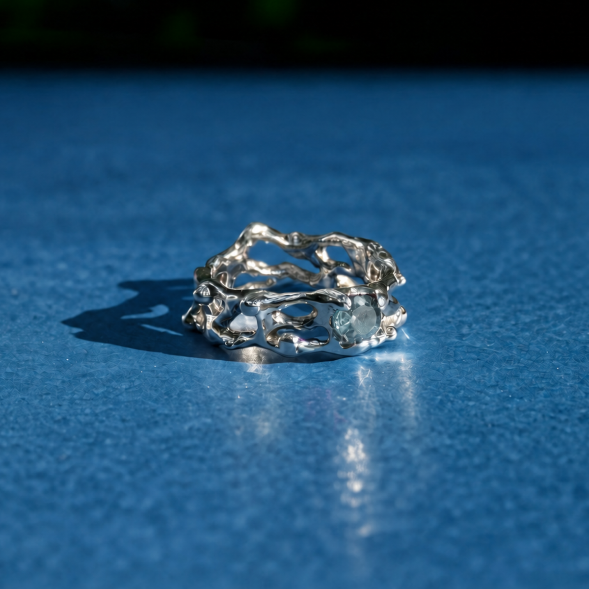 Anillo natal de Piscis- Aguamarina