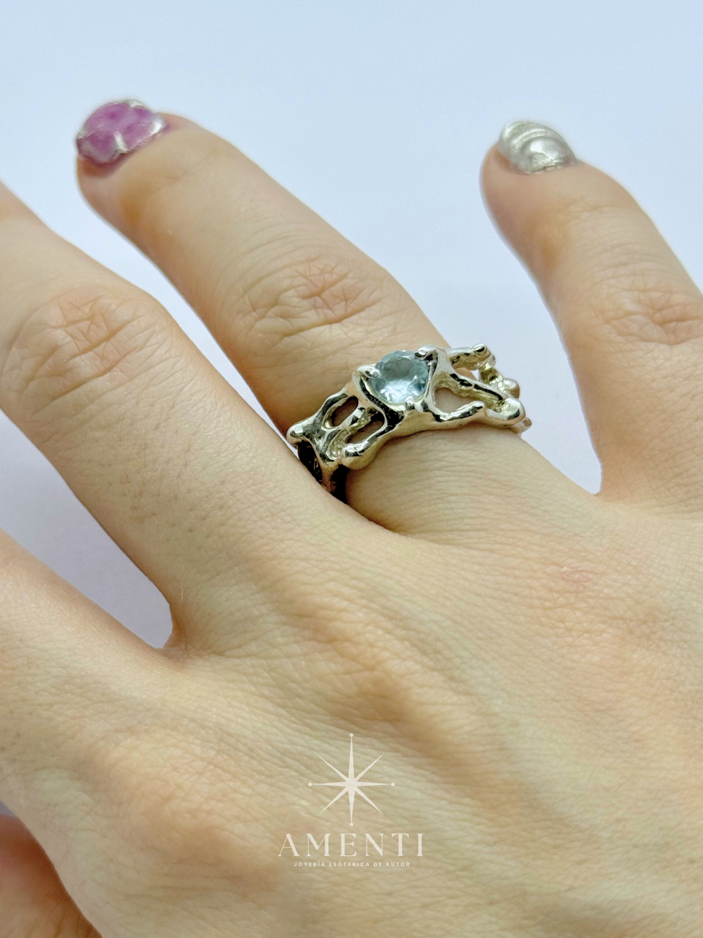 Anillo natal de Piscis- Aguamarina